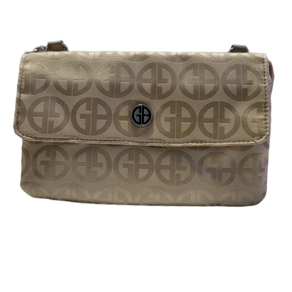 Gianni Bernini Crossbody/Wristlet Zip Top GB Logo Purse Gold Silver Hardware - Picture 3 of 16